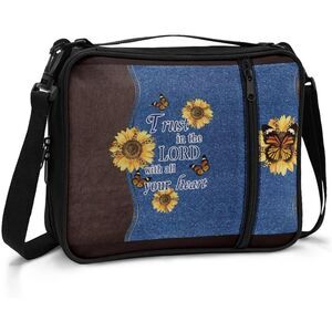 Sunflower Bible Cover Case with Shoulder Strap Bible Study Organizer Bag